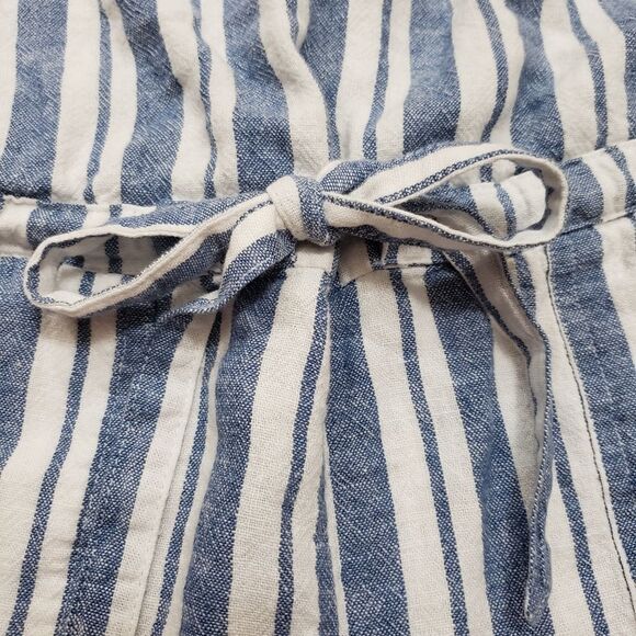 🔺️Gap Blue & White Stripe Linen Blend Apron Romper Shorts Size 00 - Picture 4 of 11